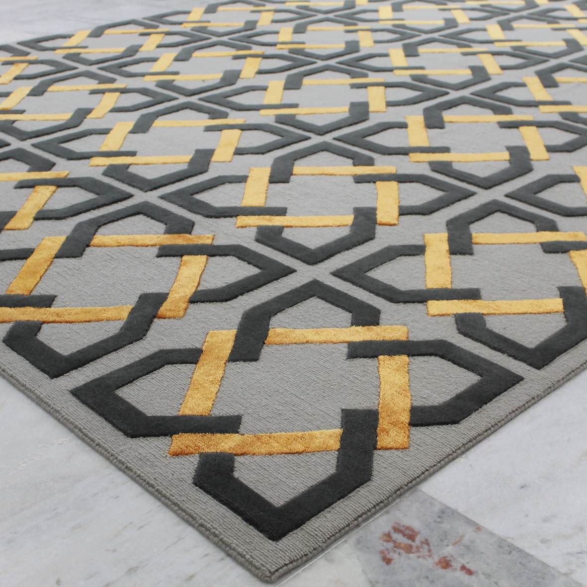 Gold geometric rug